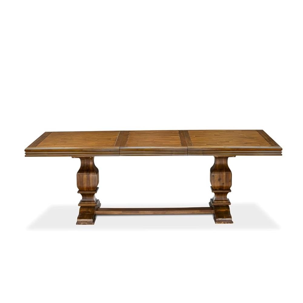 9-Piece Acacia Wood Dining Table Set with 8 Faux Leather Chairs D741568