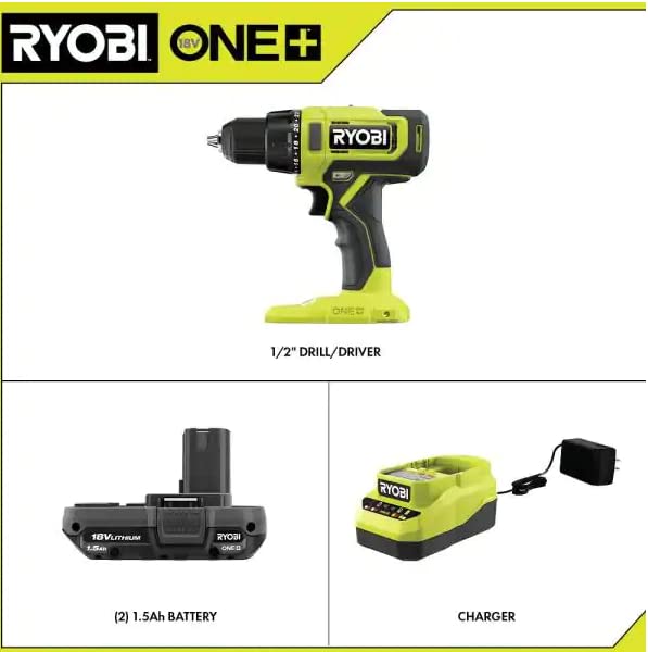 18V Cordless 1/2 in. Drill/Driver Kit with 2 1.5 AH Batteries and Charger Z433104