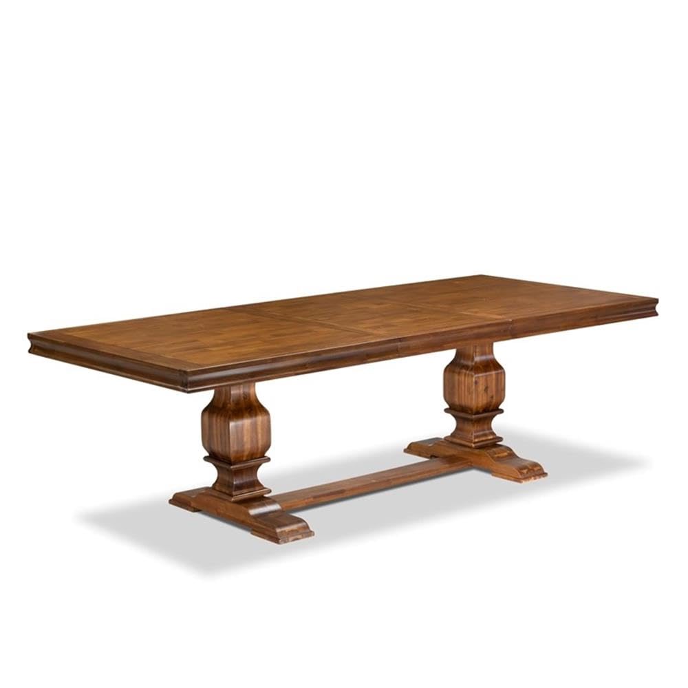 9-Piece Acacia Wood Dining Table Set with 8 Faux Leather Chairs D741568