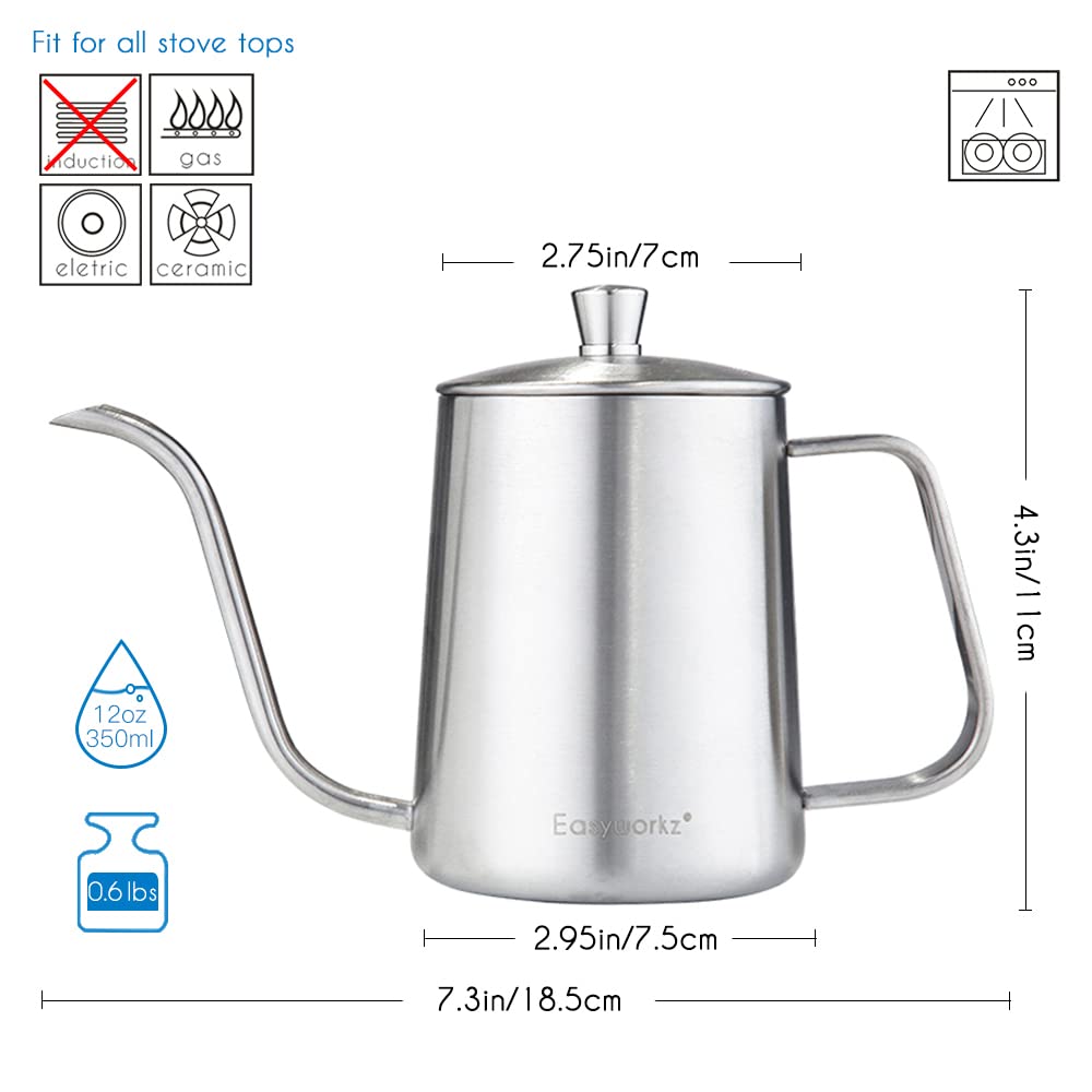 12 oz Stainless Steel French Press and Gooseneck Pour Over Kettle A8089