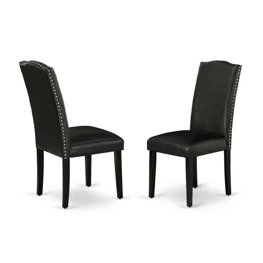 Black Faux Leather Dining Chairs Set of 2 E9475