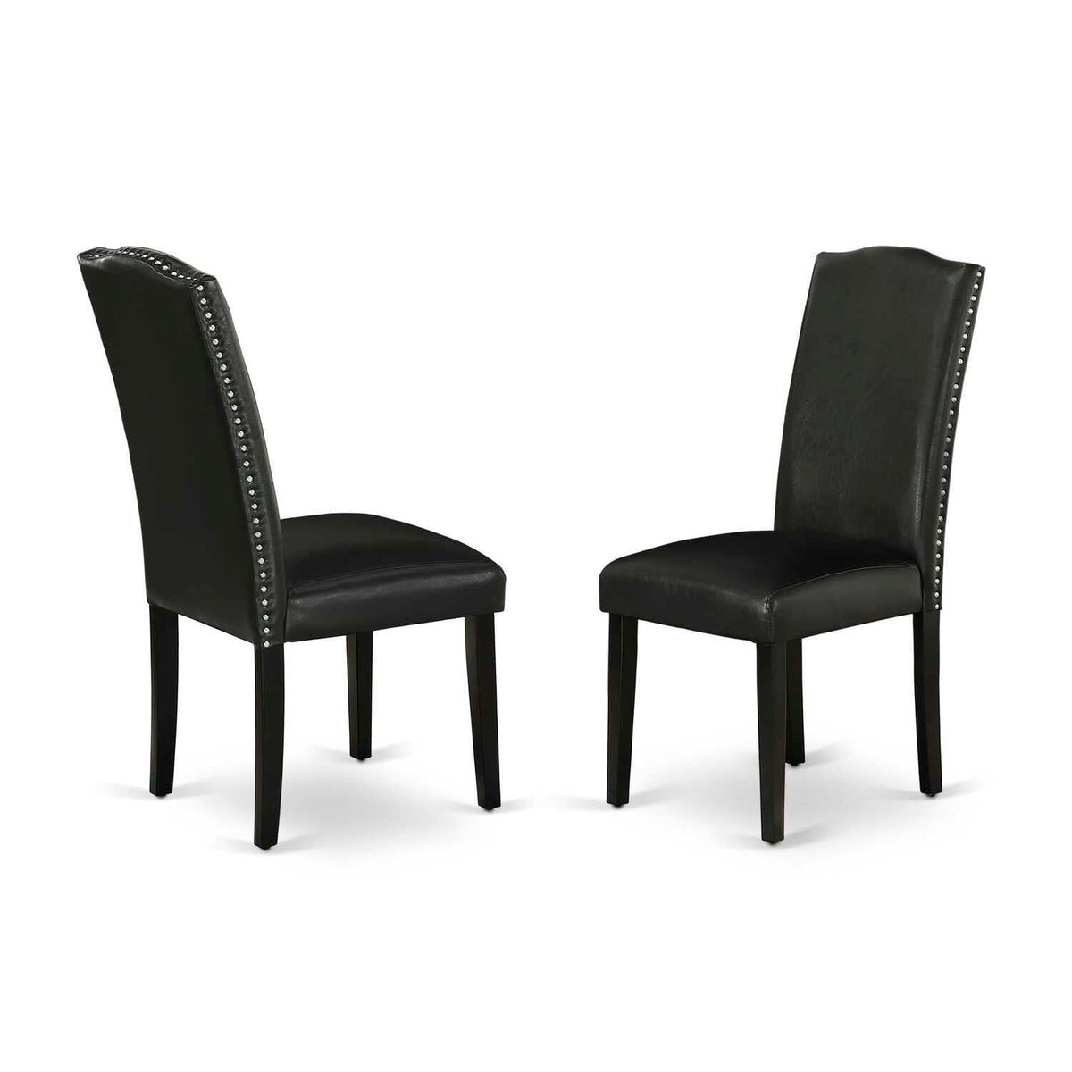 Black Faux Leather Dining Chairs Set of 2 E9475