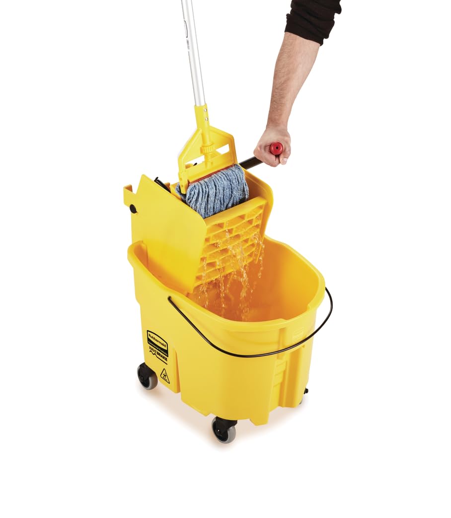 26 Qt. Side-Press Mop Bucket and Wringer Combo on Wheels, Yellow O1652
