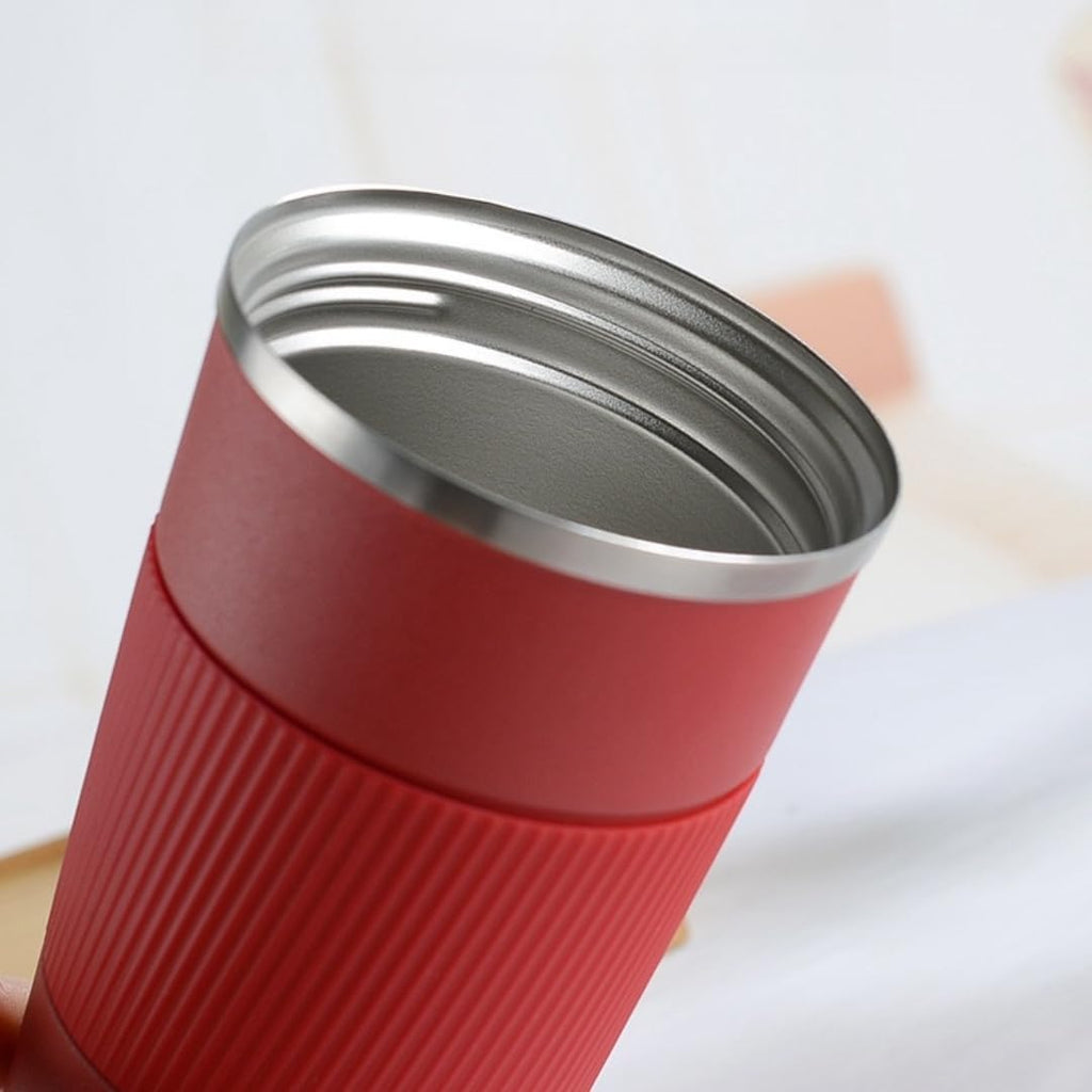Stainless Steel Insulated Travel Coffee Mug Flip up Tumbler, Double wall Leak Proof Vacuum Cup Keep Drink Cold and Hot (Red, 17 Ounces) F643