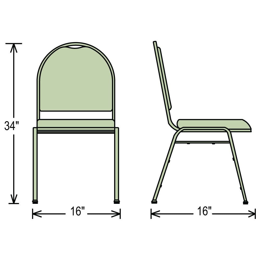 Vinyl-upholstered Dome Back Stack Chair with Steel Frame, 300-lb Weight Capacity X882