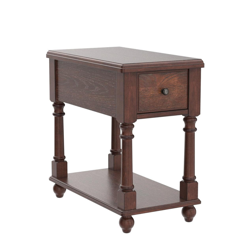 Narrow Wood End Table with Drawer N984