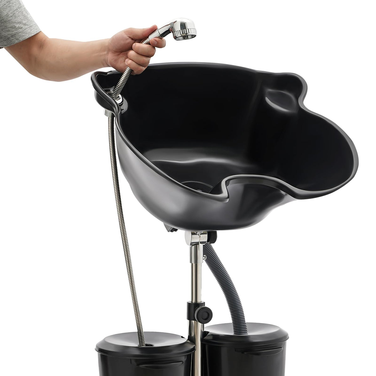 Portable Shampoo Bowl with Dual Buckets and Drain Hoses L3948