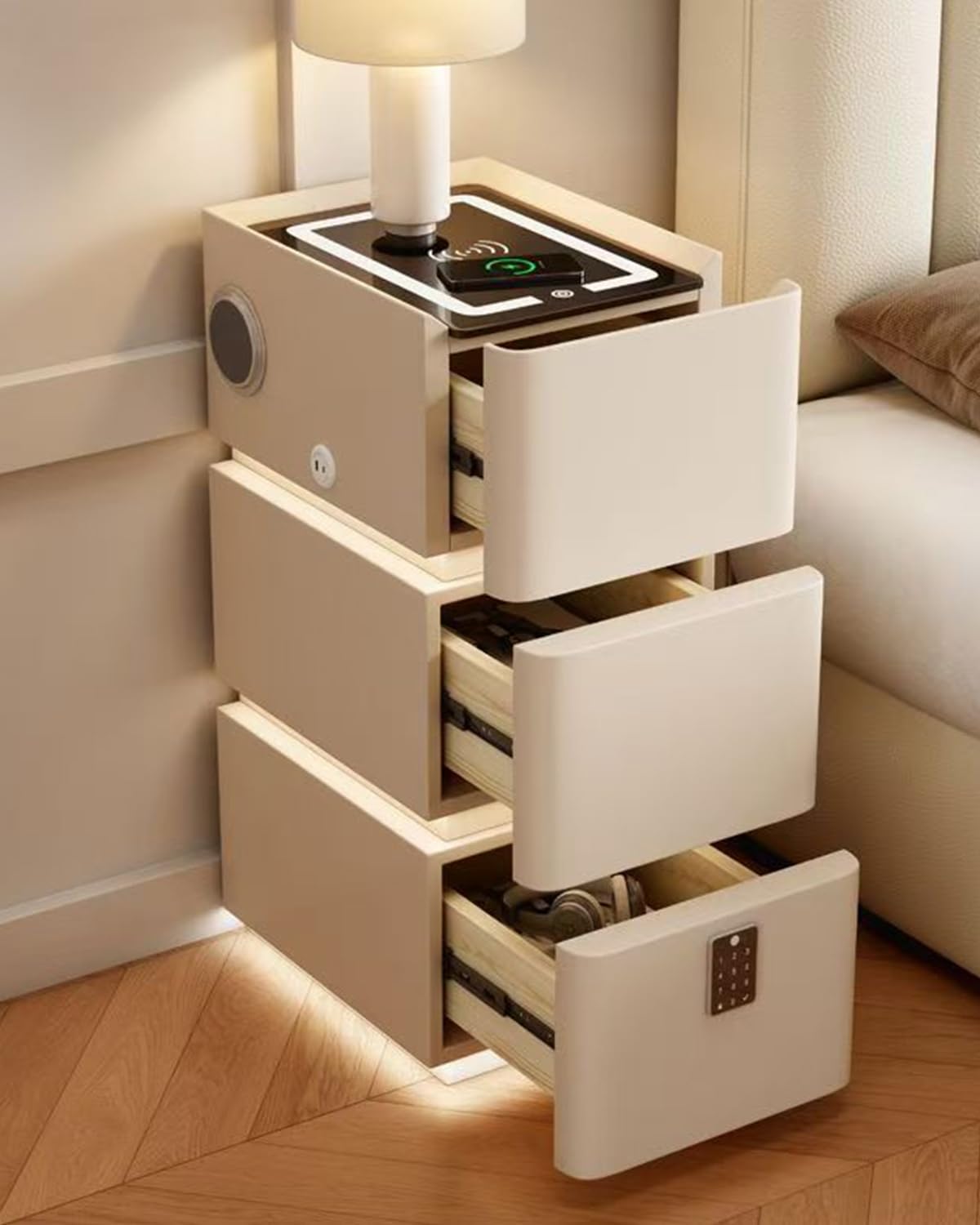 Narrow Nightstand with 3 Drawers W184