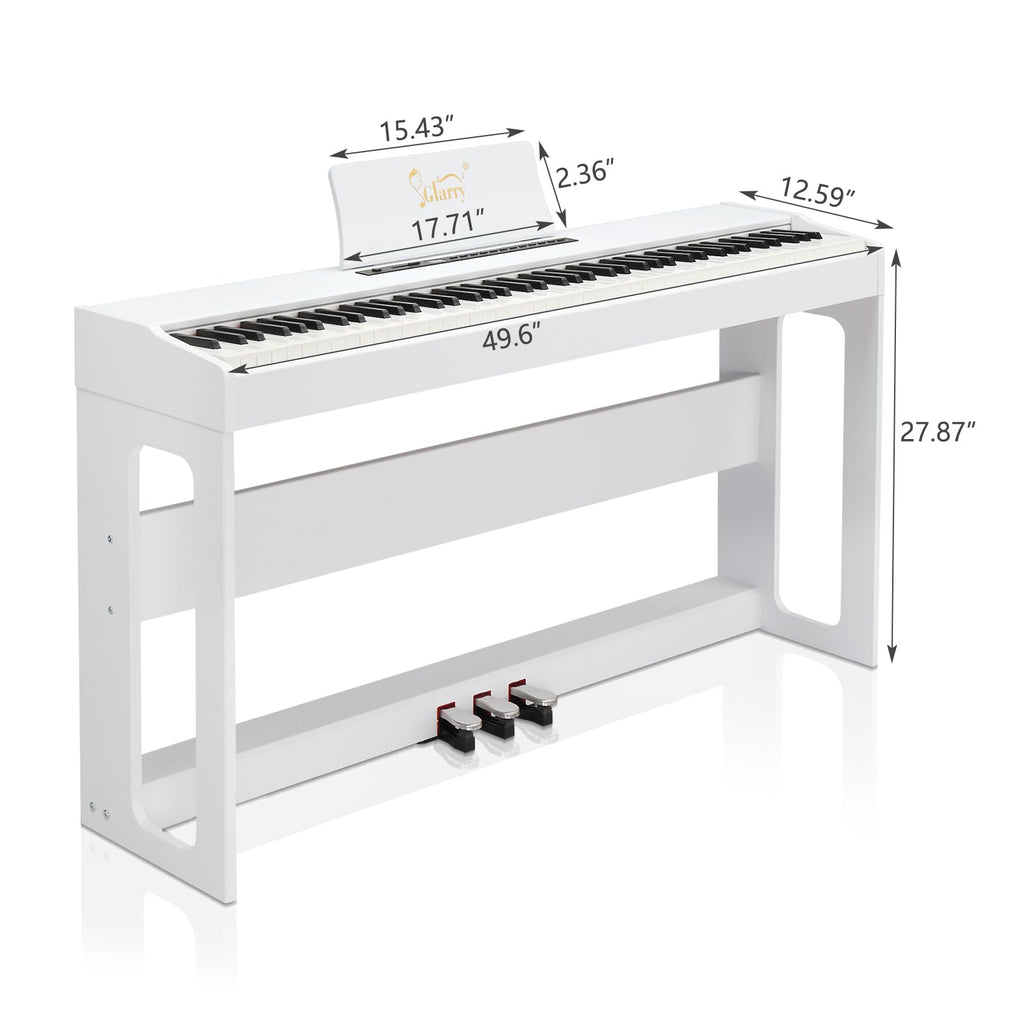 88-Key Digital Piano Full Weighted Hammer Action Triple Pedals White H632835