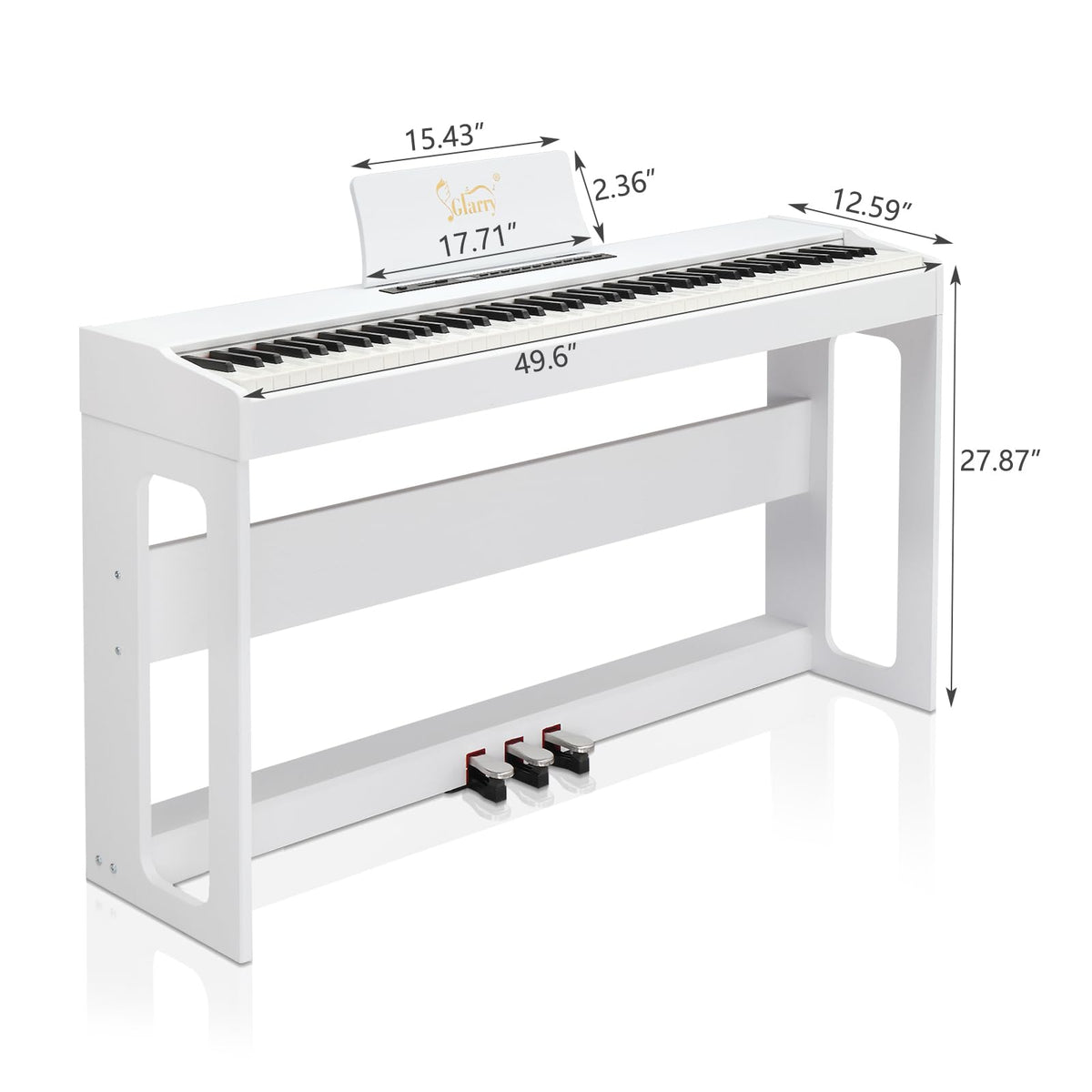 88-Key Digital Piano Full Weighted Hammer Action Triple Pedals White H632835