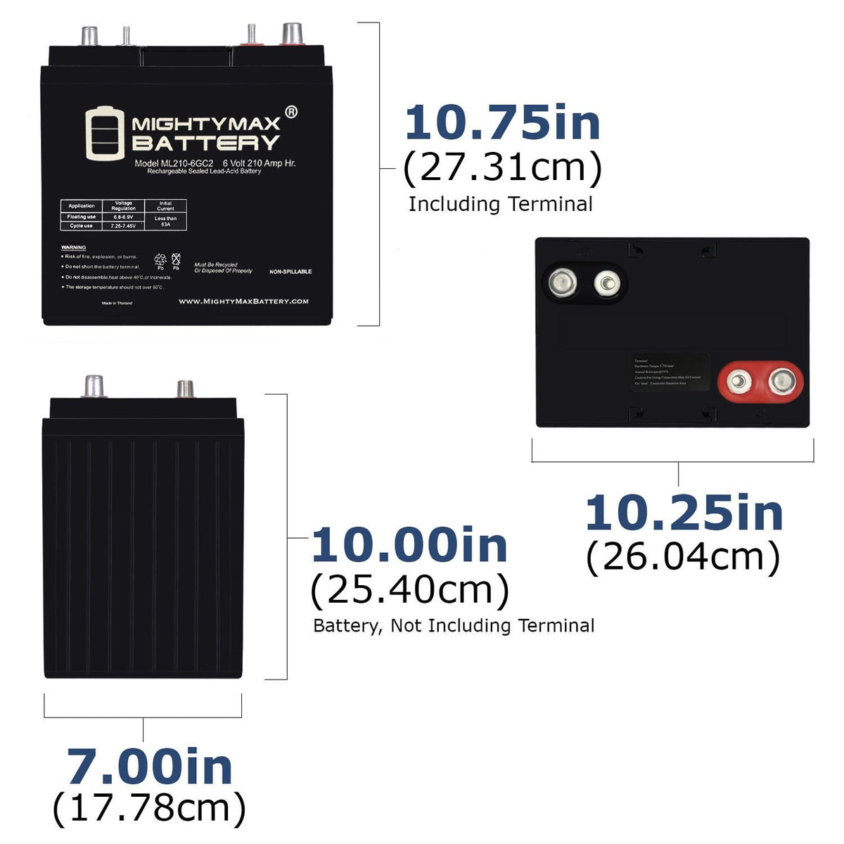 6V 210AH Dual Terminal SLA Replacement Battery 4 Pack F49231