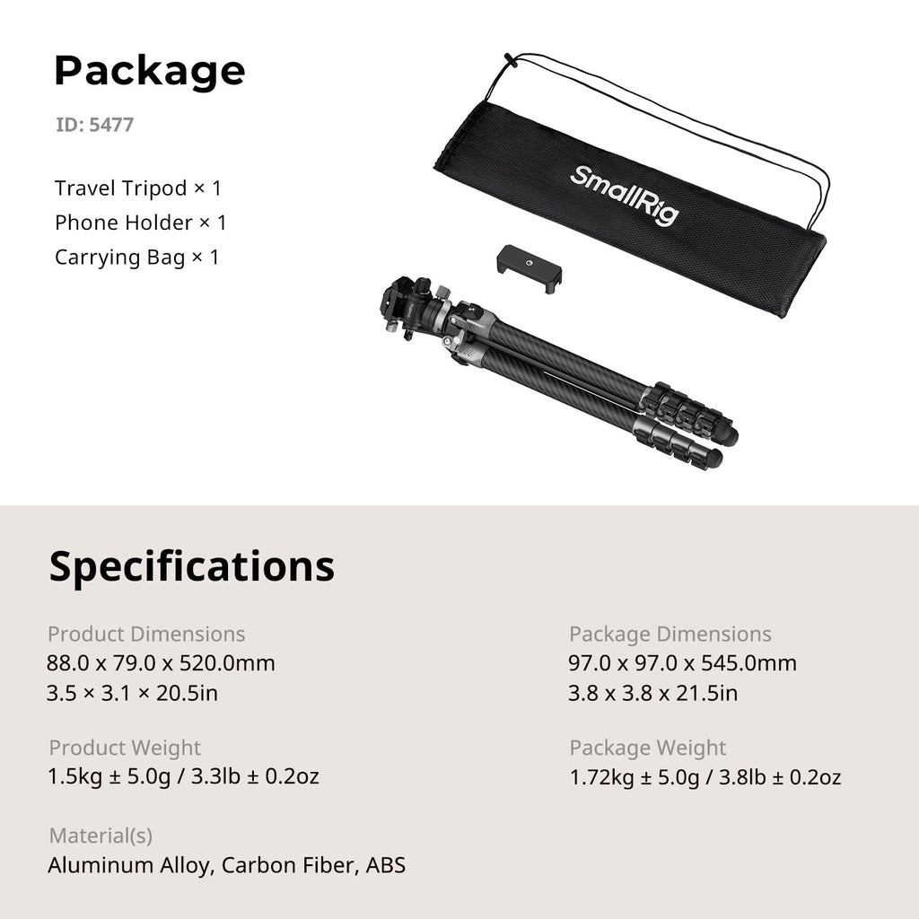 Carbon Fiber Video Tripod with Fluid Head P3573