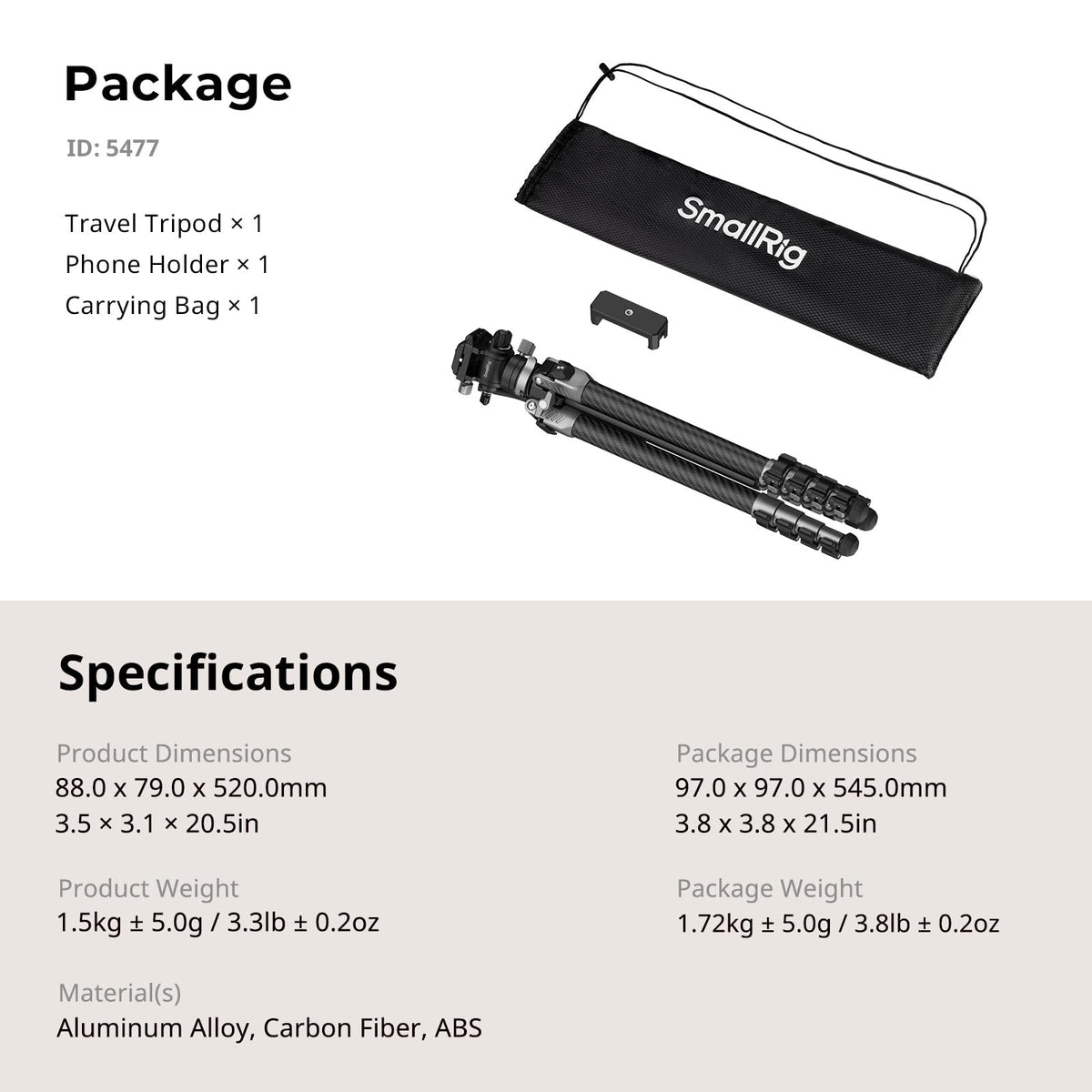 Carbon Fiber Video Tripod with Fluid Head P3573