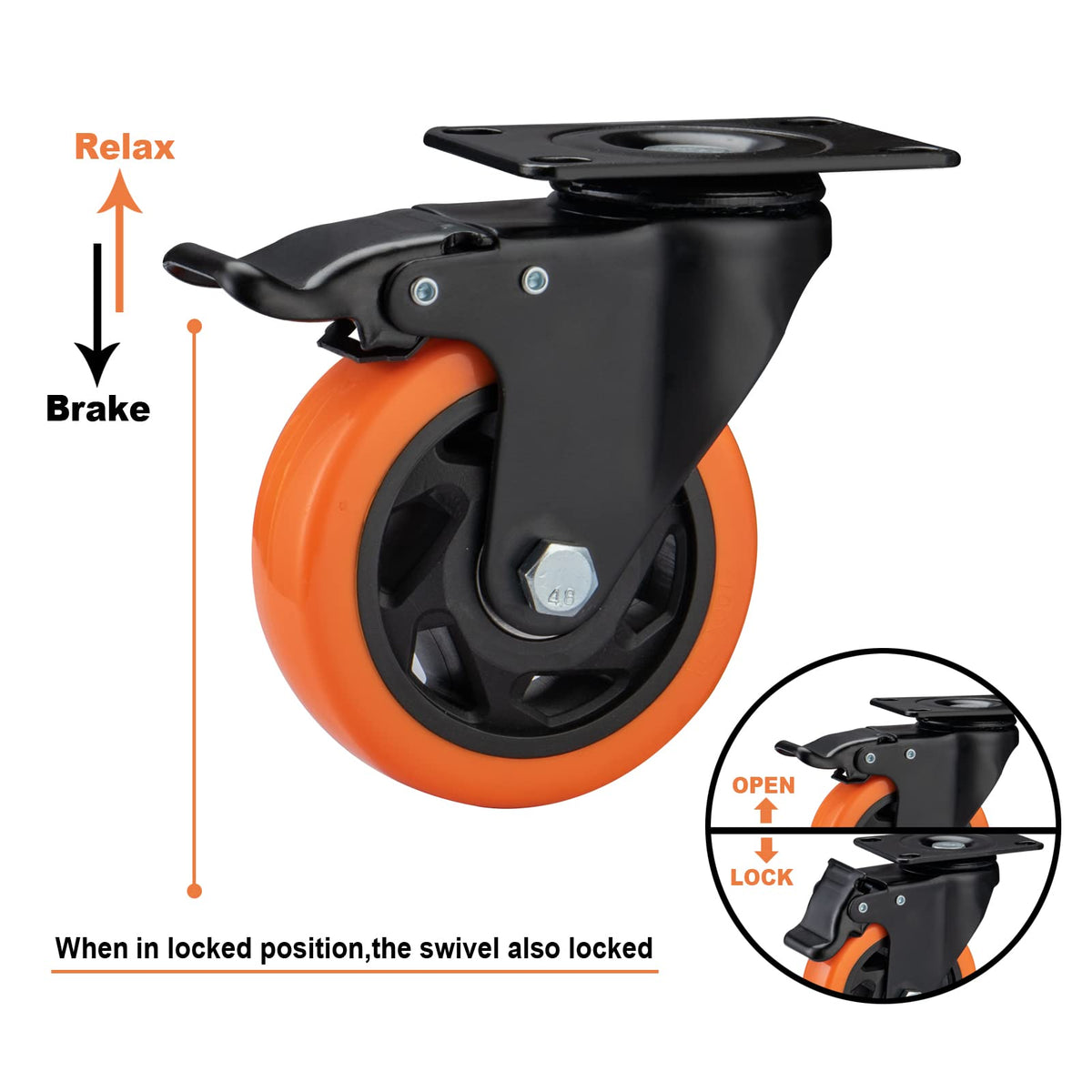 4" Heavy Duty Caster Wheels Set of 4 L43321