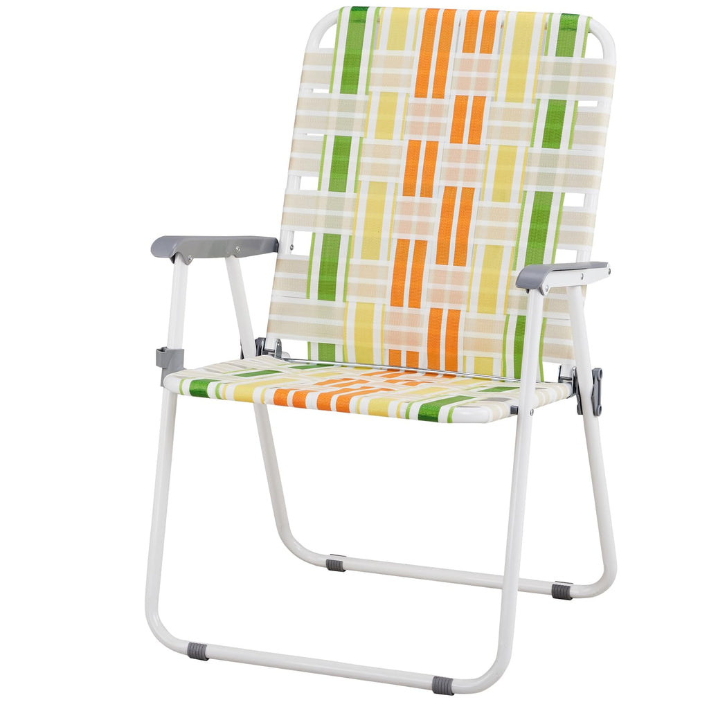 Yellow & Green Webbed Folding Chairs Set of 2 C222