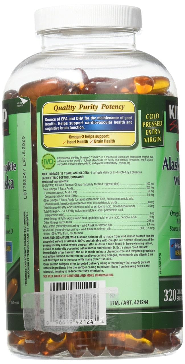 Wild Alaskan Salmon Oil 1200mg 320 Enteric Coated Softgels E99194