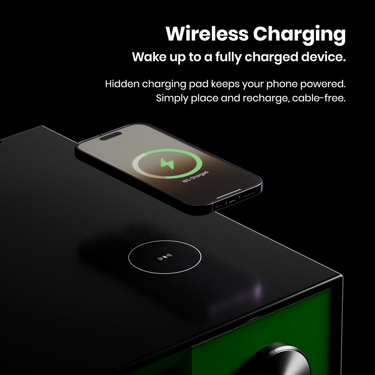 Bluetooth Wireless Charging Speaker Nightstand with 2 Drawers C45156