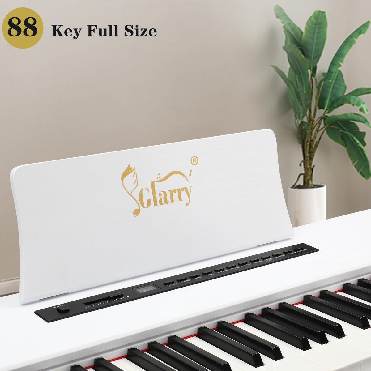 88-Key Digital Piano Full Weighted Hammer Action Triple Pedals White H632835
