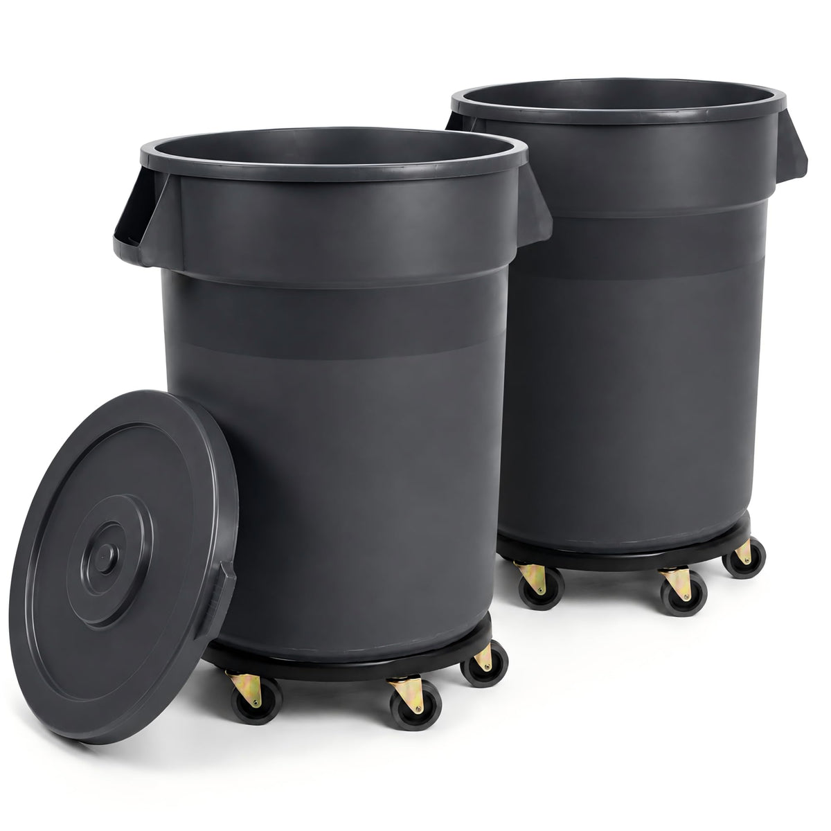 32 Gallon Trash Can with Wheels and Lid, 2 Pack S265680