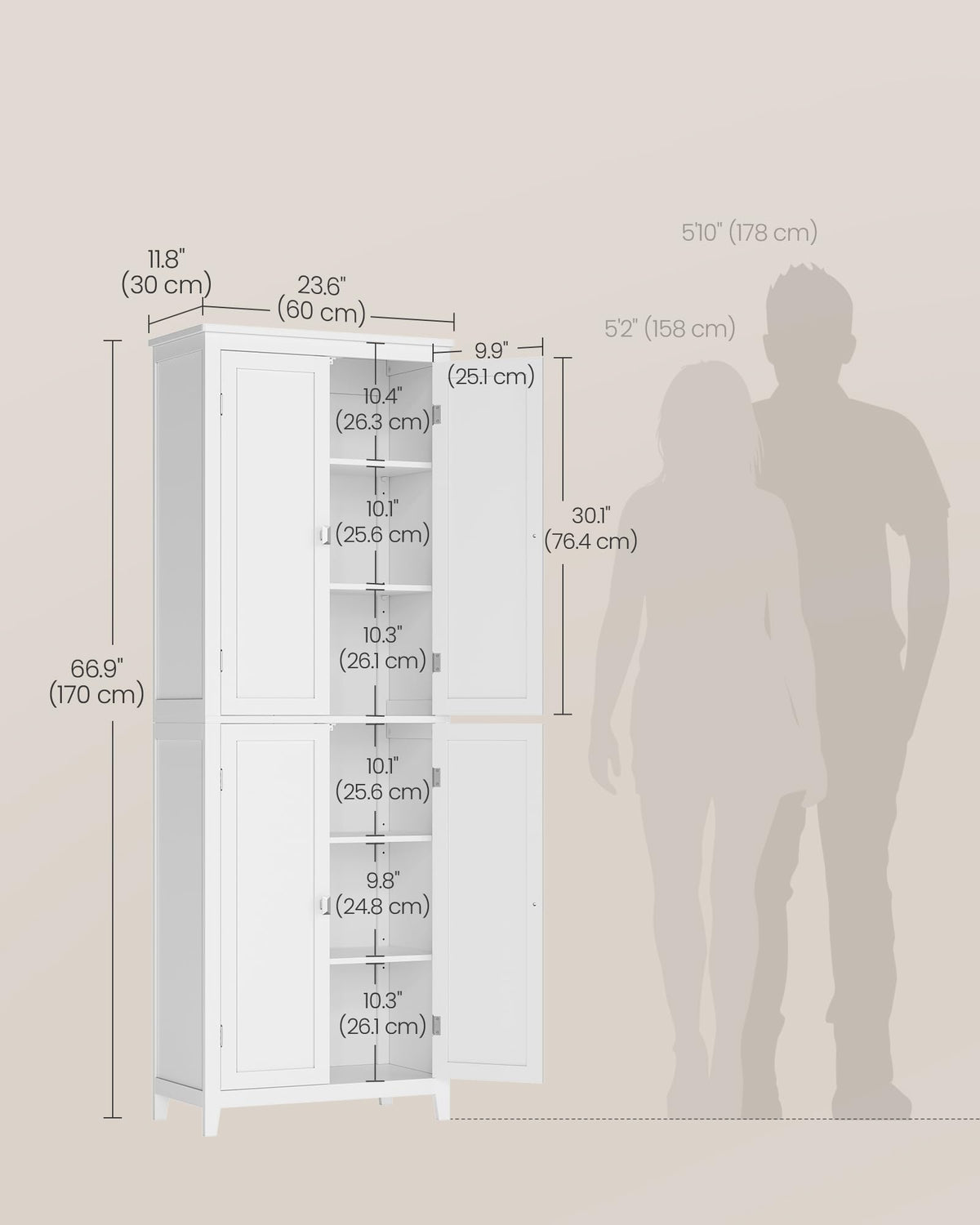Tall Storage Cabinet with 4 Doors and 4 Adjustable Shelves B97348