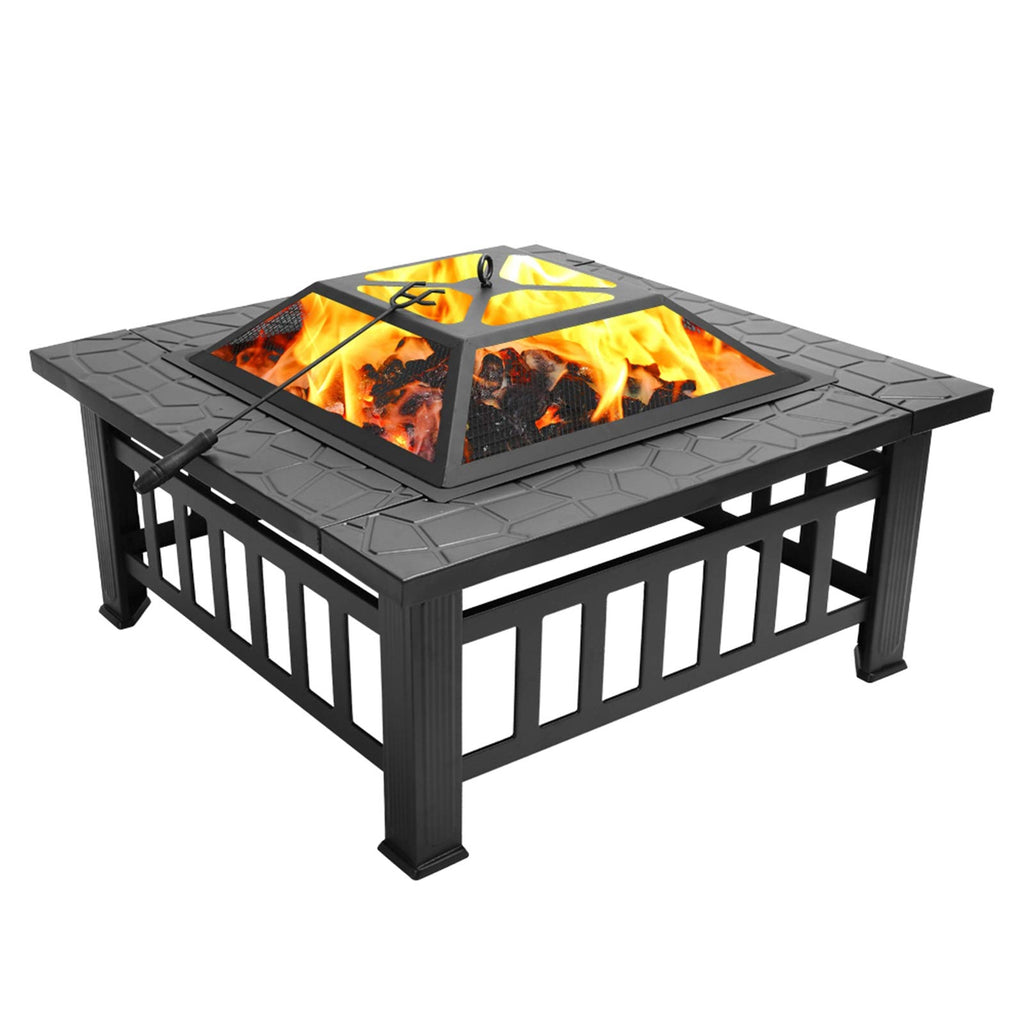 32 Inch Square Wood Burning Iron Fire Pit T110339