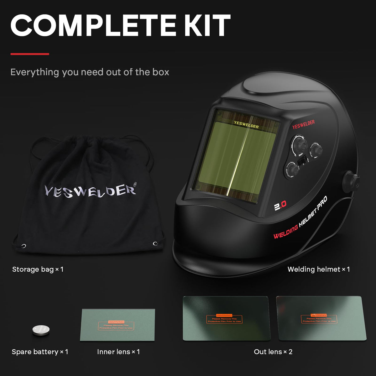 Auto Darkening Welding Helmet Large View O66201