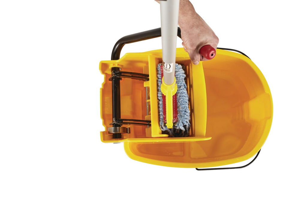 26 Qt. Side-Press Mop Bucket and Wringer Combo on Wheels, Yellow O1652