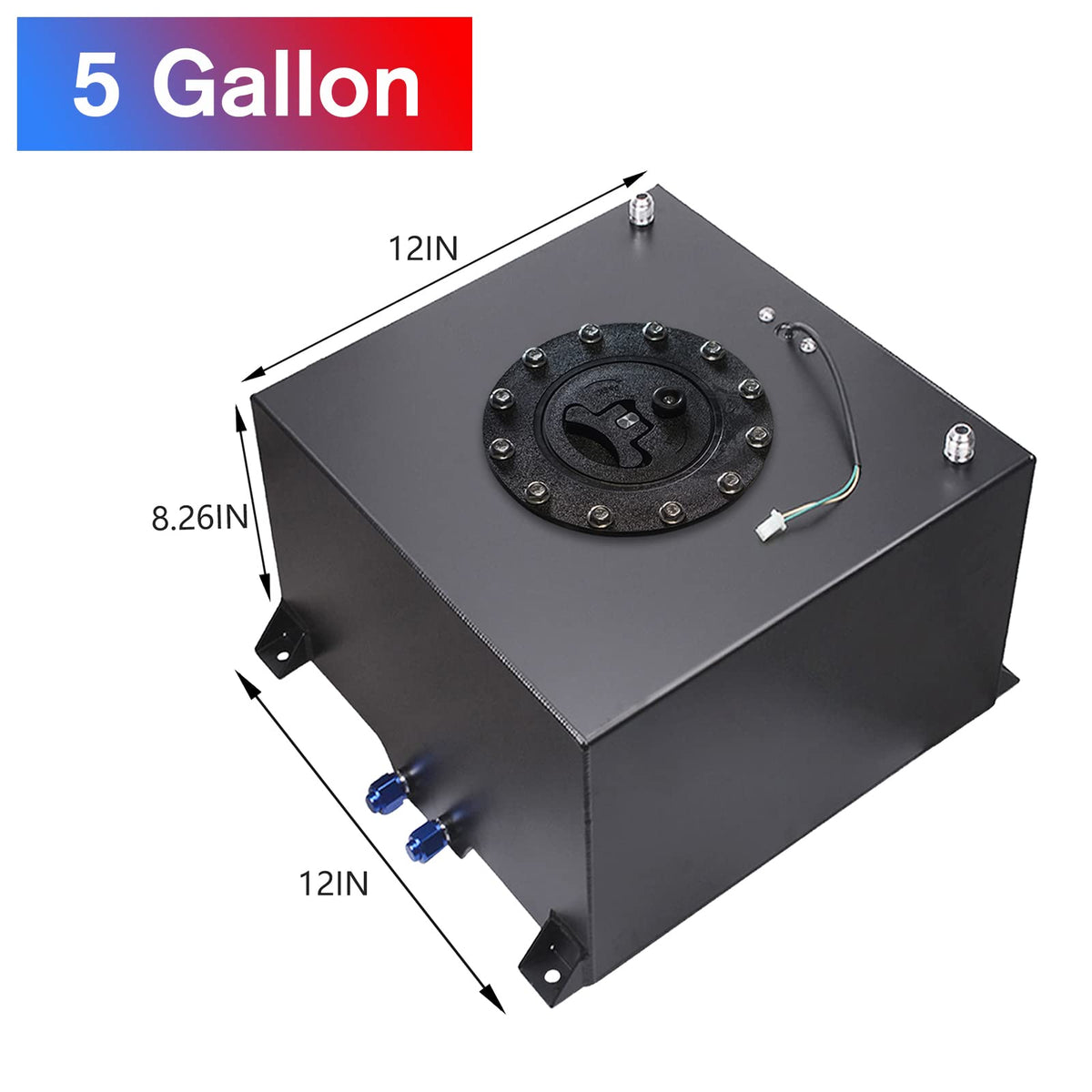 5 Gallon 20L Polished Aluminum Fuel Cell Tank with Cap Level Sender Oil Feed Line M893453