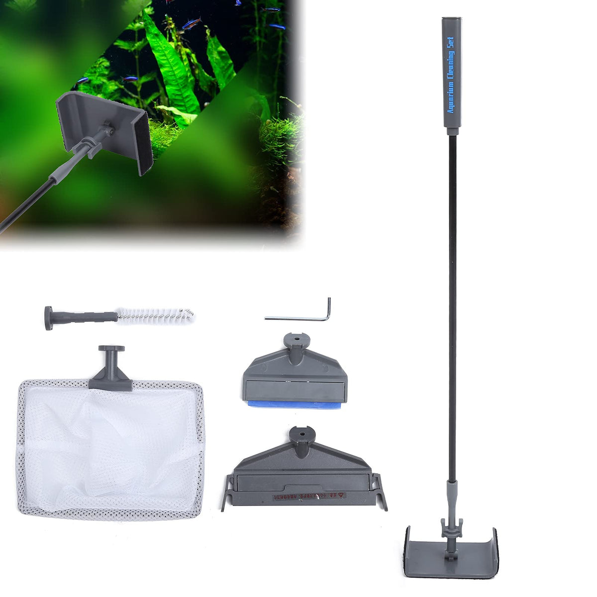 5 in 1 Aquarium Cleaning Kit with Telescopic Rod and Brushes S1362