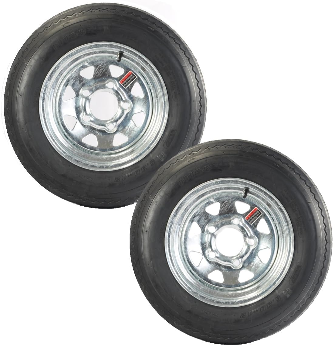 2-Pack Trailer Tire Rim Assembly 5.30-12 12 Inch Galvanized LRC D91825