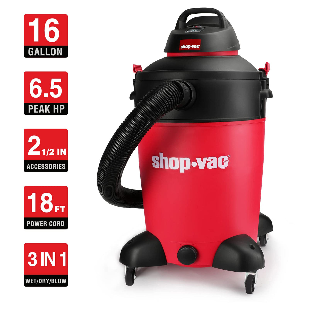 16 Gallon 6.5 Peak HP Wet/Dry Vacuum H835