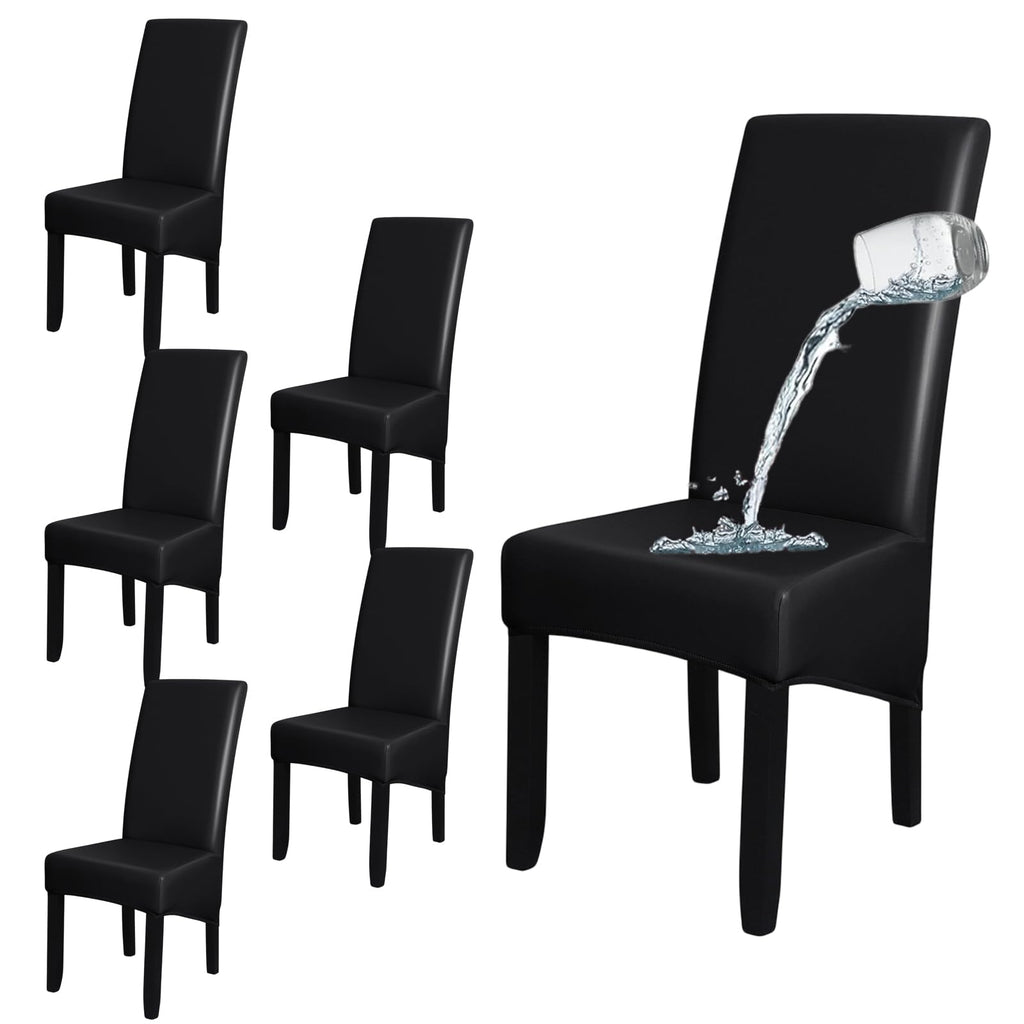Black 6 Set Waterproof Dining Room Chair Cover D73936