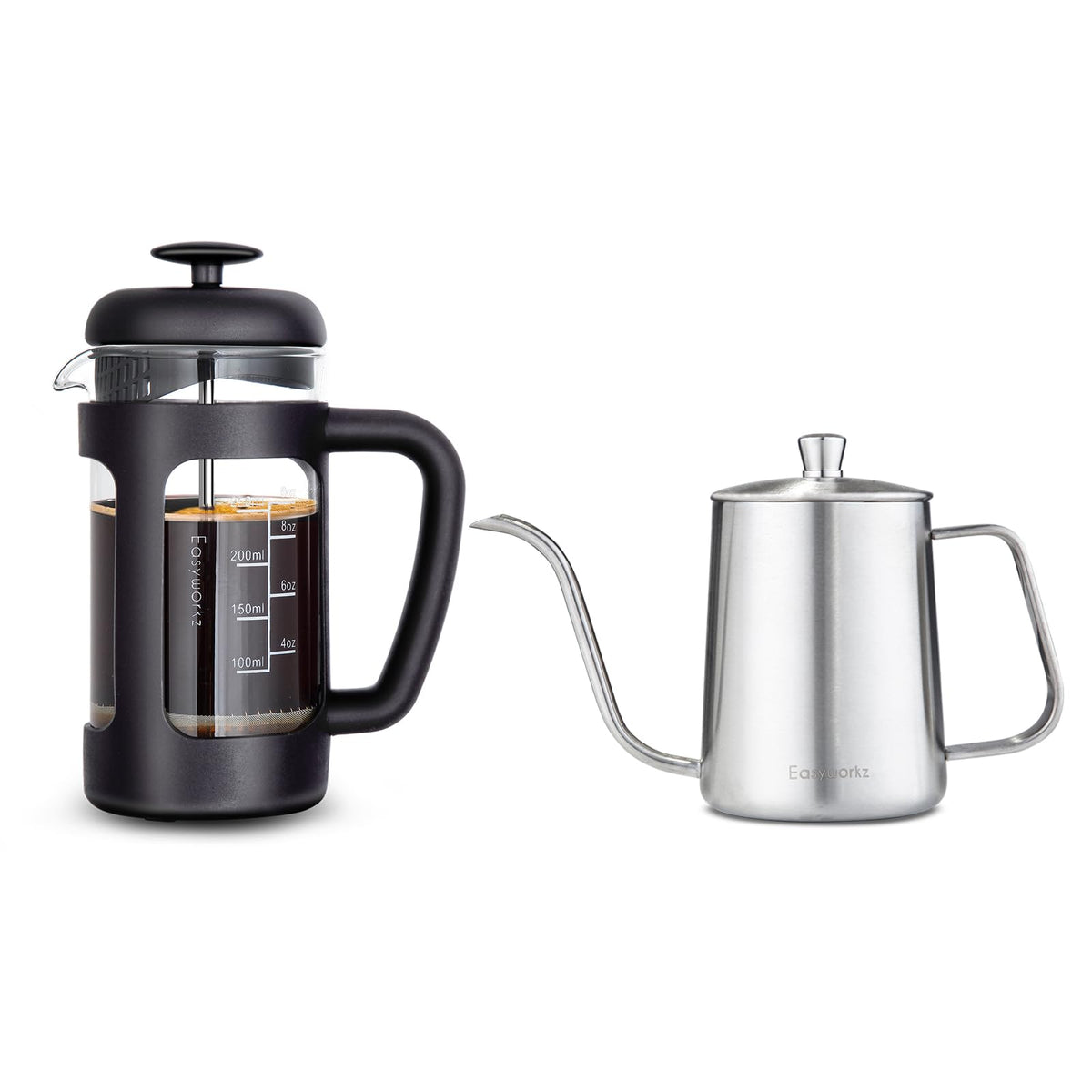 12 oz Stainless Steel French Press and Gooseneck Pour Over Kettle A8089