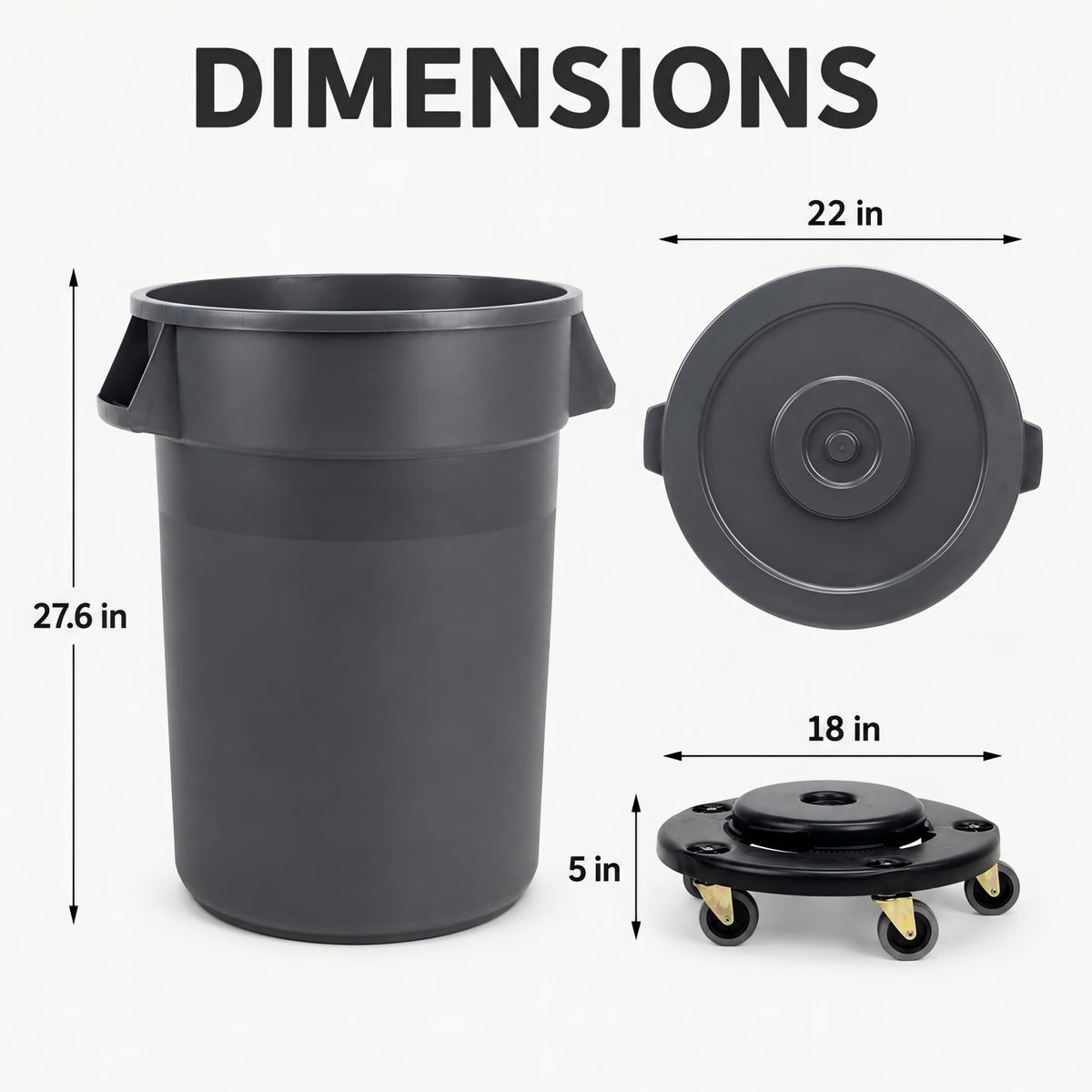32 Gallon Trash Can with Wheels and Lid, 2 Pack S265680