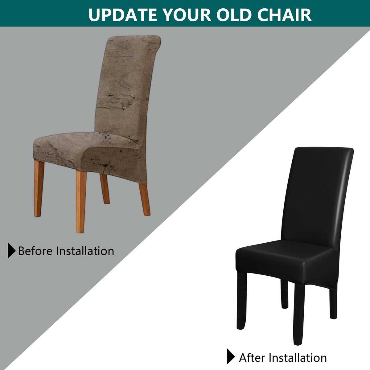 Black 6 Set Waterproof Dining Room Chair Cover D73936