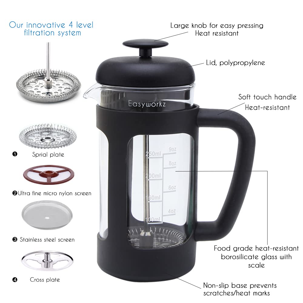 12 oz Stainless Steel French Press and Gooseneck Pour Over Kettle A8089