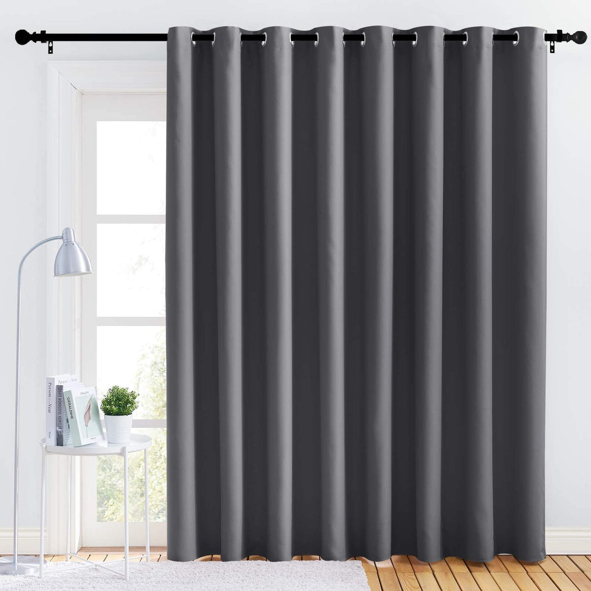Grey 120 by 84 Inch Blackout Curtain Panel R9494