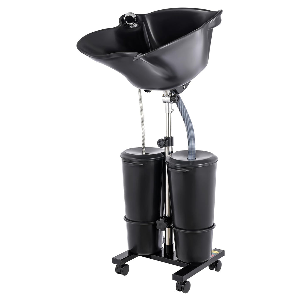 Portable Shampoo Bowl with Dual Buckets and Drain Hoses L3948