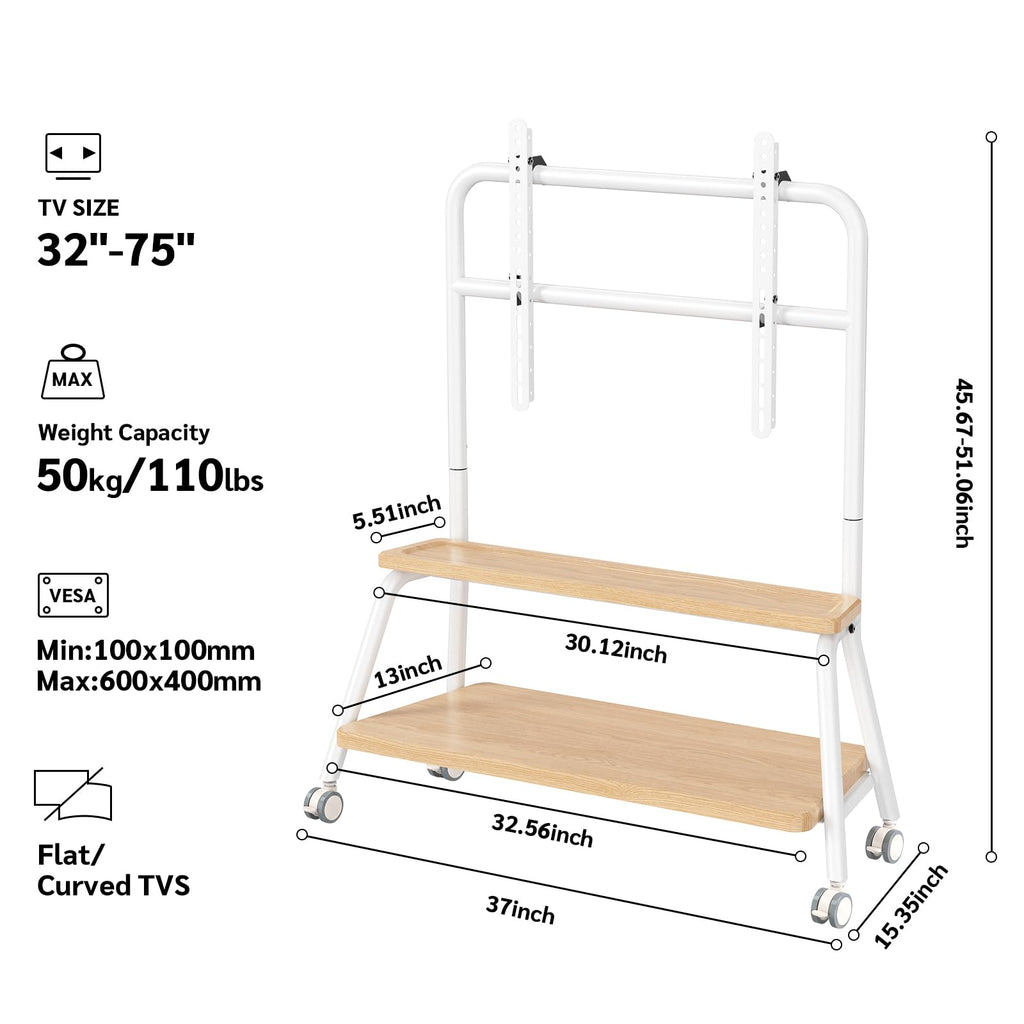 Mobile TV Stand on Wheels for 32-75 Inch TVs K692