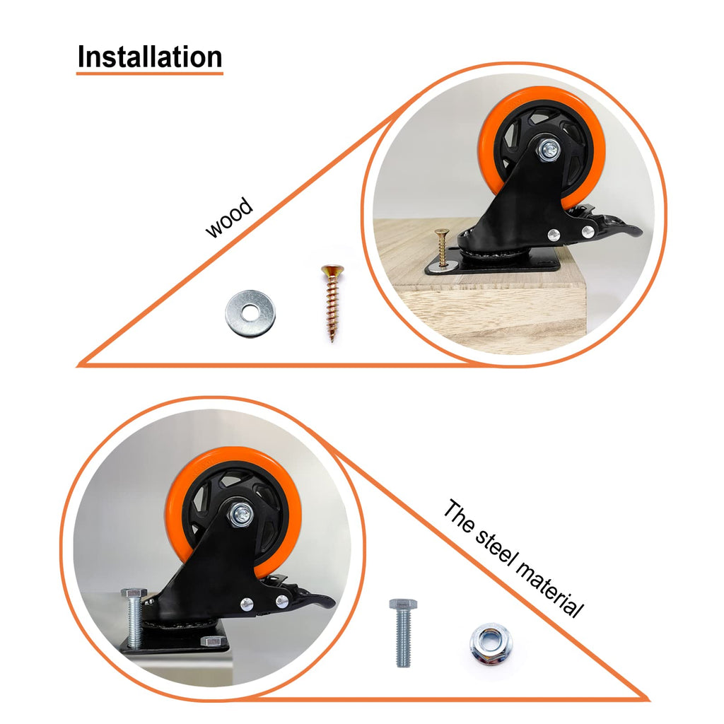 4" Heavy Duty Caster Wheels Set of 4 L43321