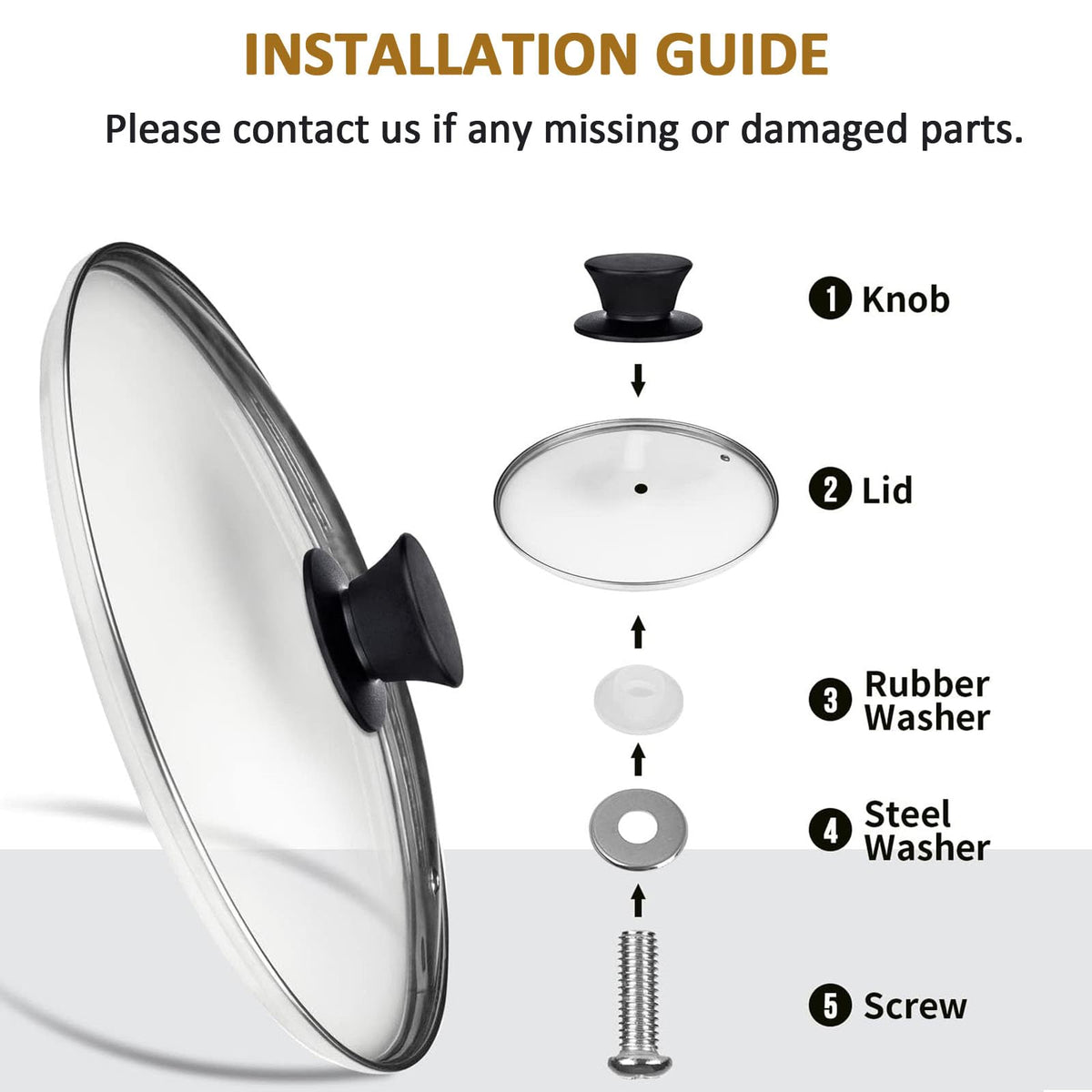 Tempered Glass Lid with Heat Resistant Handle 10.25 In T2128