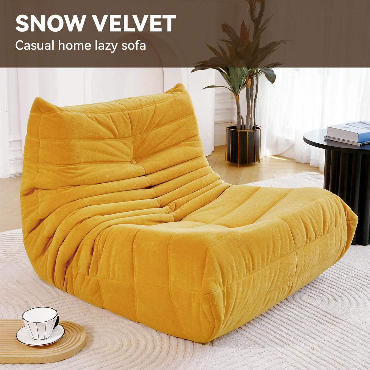 Yellow Memory Foam Bean Bag Chair R95895