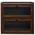 Double 2 Layer Wooden Bread Box with Acrylic Window R510542