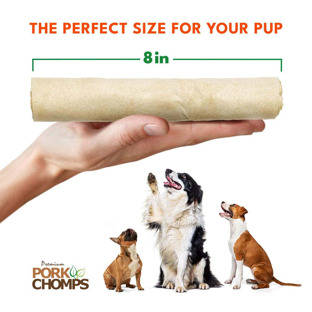 Pork Skin Dog Chews, 8in Rolls, 18ct K9380