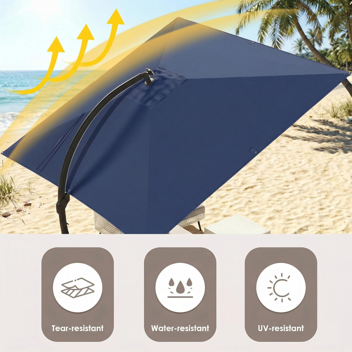 11x11ft Solar Powered Led Cantilever Umbrella with Base W906905