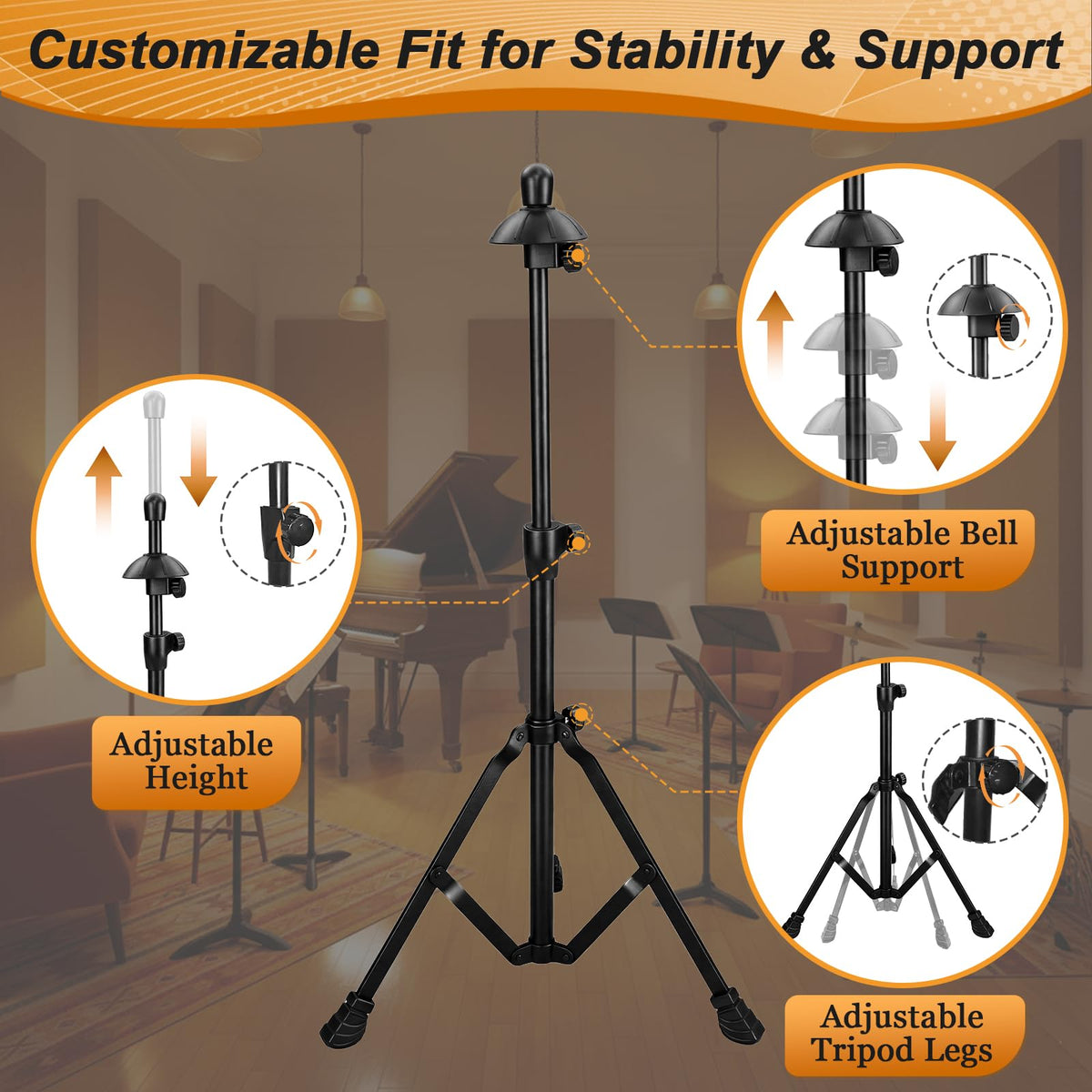 Adjustable Height Retractable Trombone Stand T33253