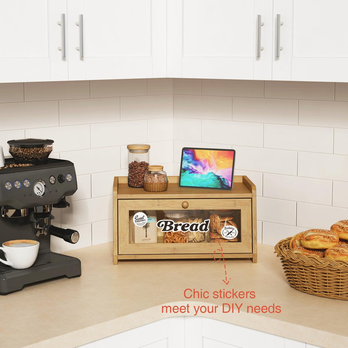 Wood Bread Box with Window D358