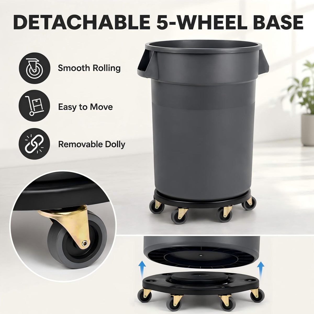 32 Gallon Trash Can with Wheels and Lid, 2 Pack S265680