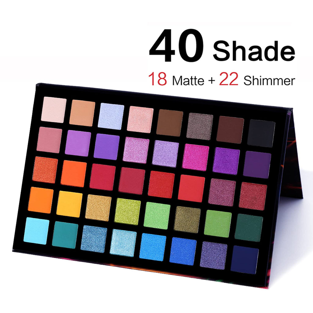 40 Color Matte Shimmer Eyeshadow Palette + 15 Pc Eye Brushes M9231