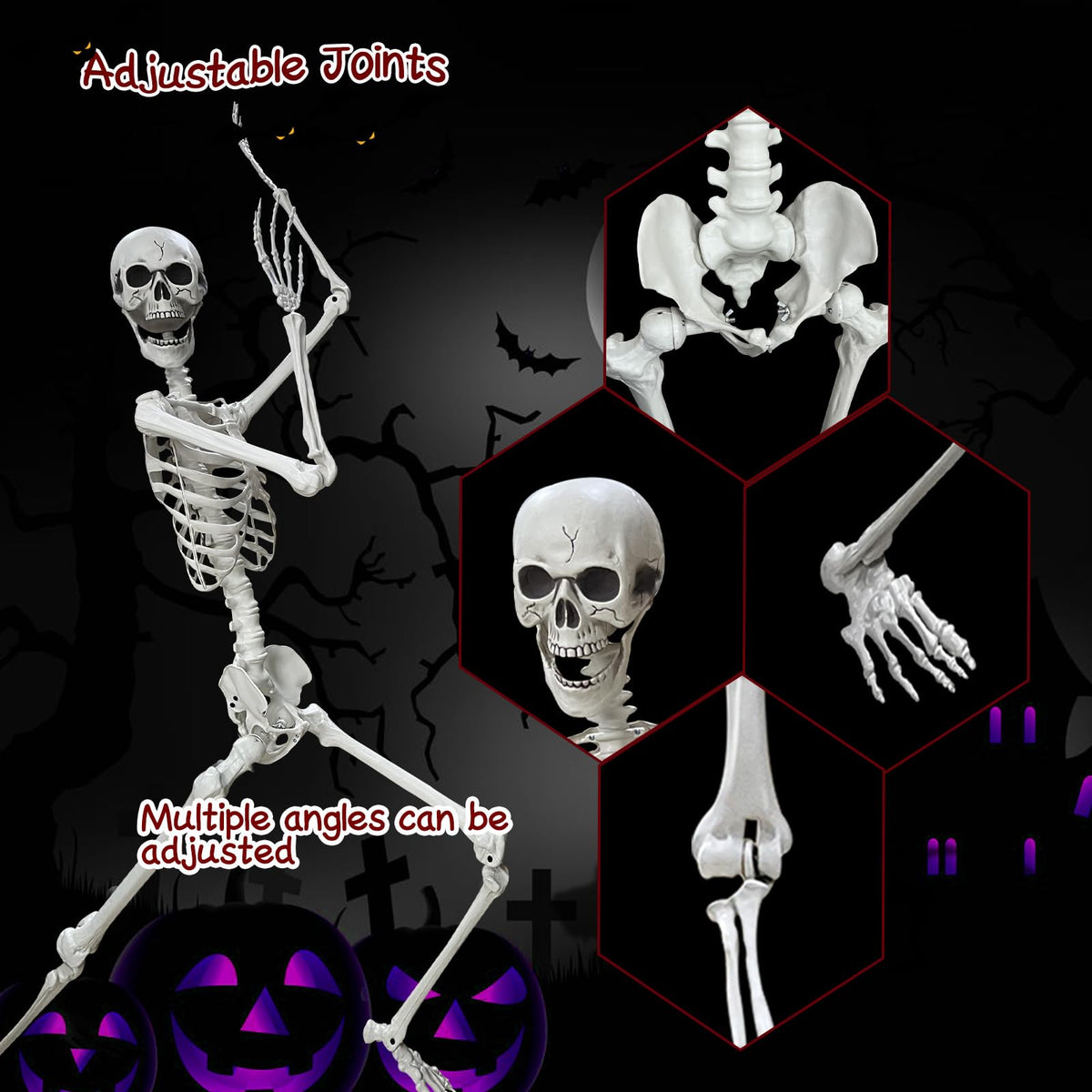 5.4Ft Poseable Life Size Human Skeleton with Rope X28574